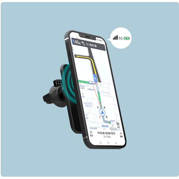 suport auto incarcare wireless tip magsafe 15w negru [4]