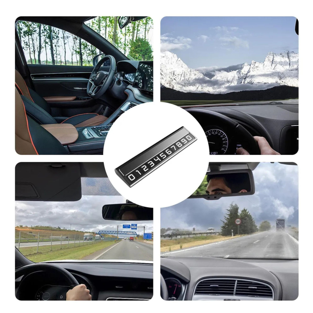 Suport auto numar telefon parcare, design metalic cu capac, cifre magnetice fluorescente, 11.8 x 3 x 1 cm [5]