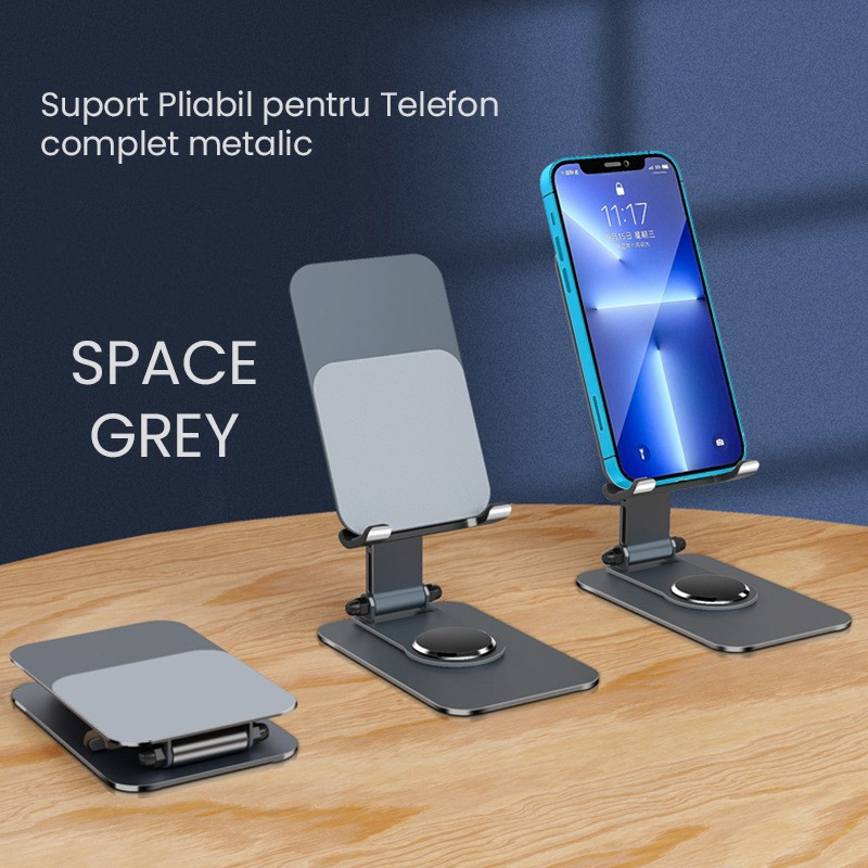 suport telefon pliabil aliaj aluminiu space grey [8]