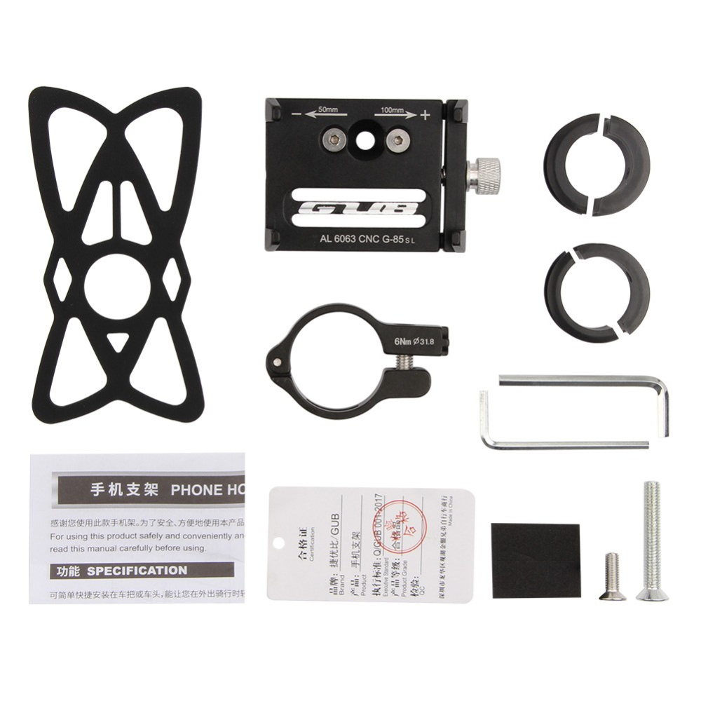 Suport telefon pentru bicicleta, model G-85SL, brate ajustabile, aluminiu negru [5]