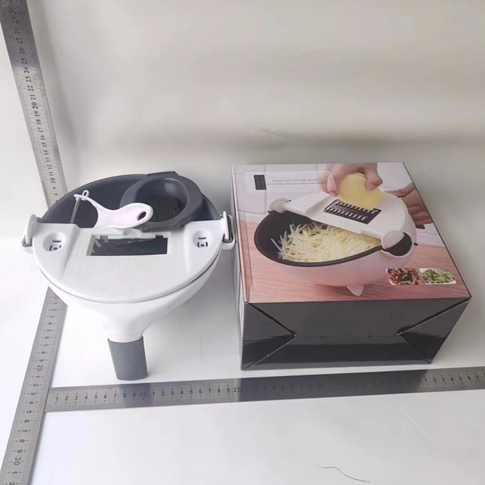 Tocator multifunctional cu lame otel inoxidabil, suport scurgere, maner si protectie mana, 22x22x12 cm [6]