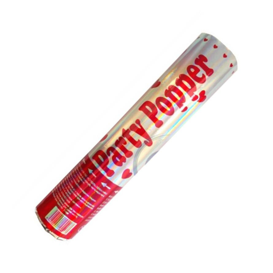 Tub de confetti, party popper compact, confetti inimioare aluminiu, multicolor [4]