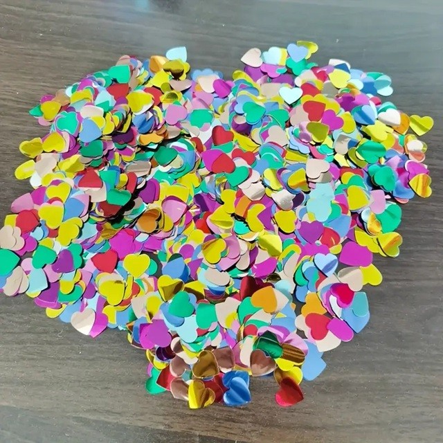 Tub de confetti, party popper compact, confetti inimioare aluminiu, multicolor [3]