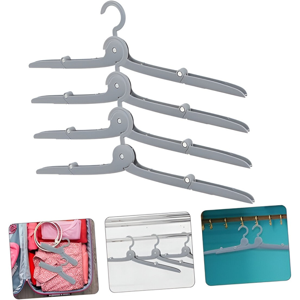 Umeras pliabil de calatorie, mini cuier portabil, design compact, aluminiu si plastic gri [5]