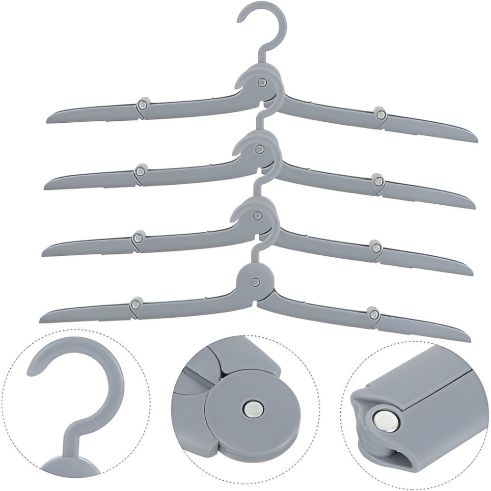 Umeras pliabil de calatorie, mini cuier portabil, design compact, aluminiu si plastic gri [7]