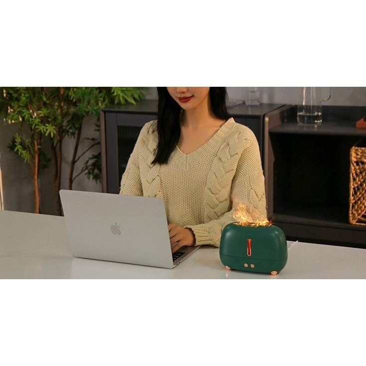 Umidificator cu ultrasunete, efect flacara, aromaterapie, capacitate 250 ml, verde [2]