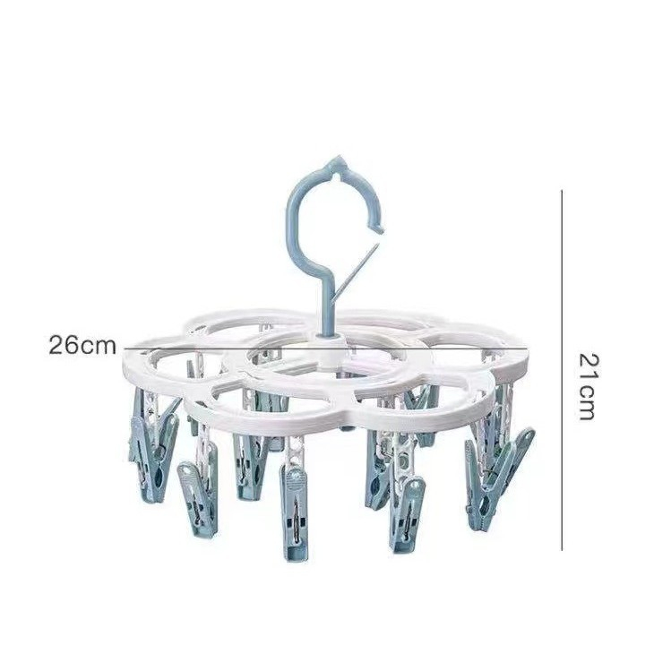 Uscator de rufe suspendat, 16 carlige, rotire 360 grade, plastic ABS, 26x21 cm, albastru [5]