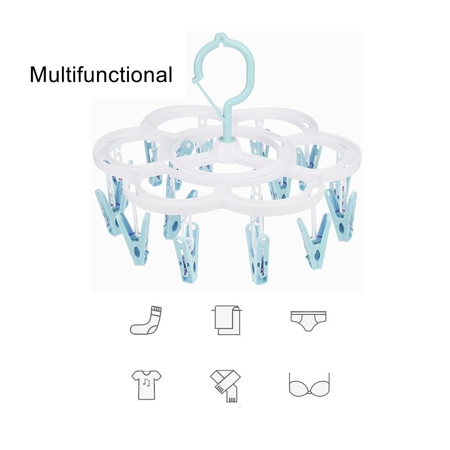 Uscator de rufe suspendat, 16 carlige, rotire 360 grade, plastic ABS, 26x21 cm, albastru [3]