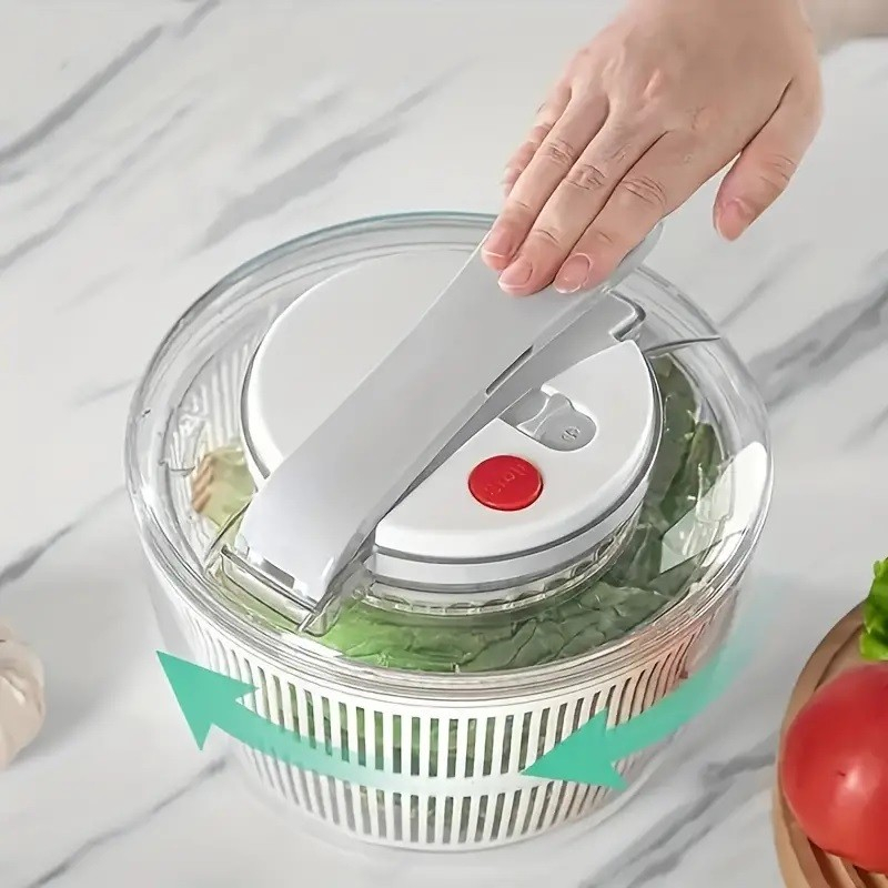 Uscator manual pentru salata si verdeturi, capacitate 3L, plastic alb [2]