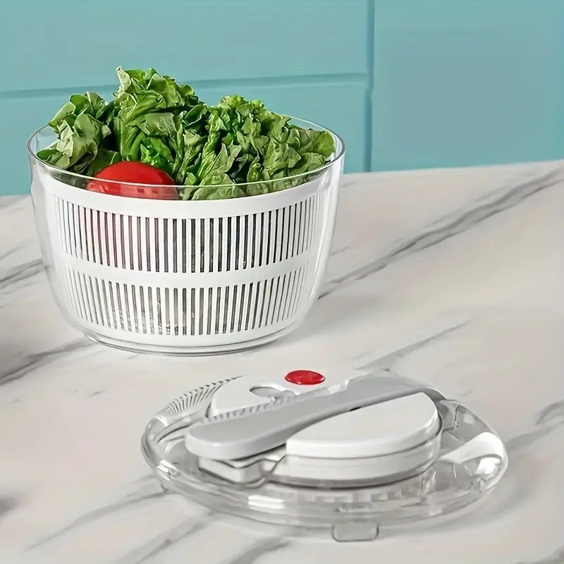 Uscator manual pentru salata si verdeturi, capacitate 3L, plastic alb [3]