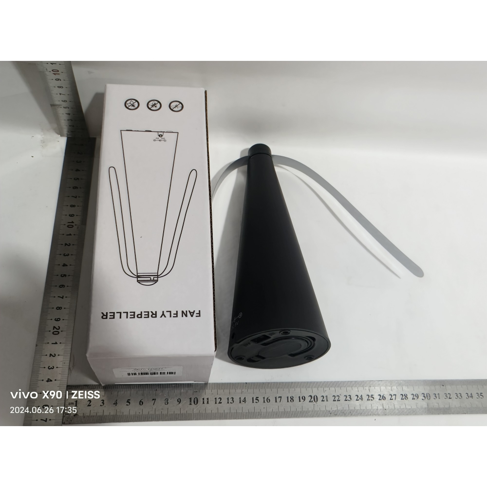 Ventilator exterior compact, repelent pentru muste si tantari, cu cablu USB si slot baterii, negru [10]