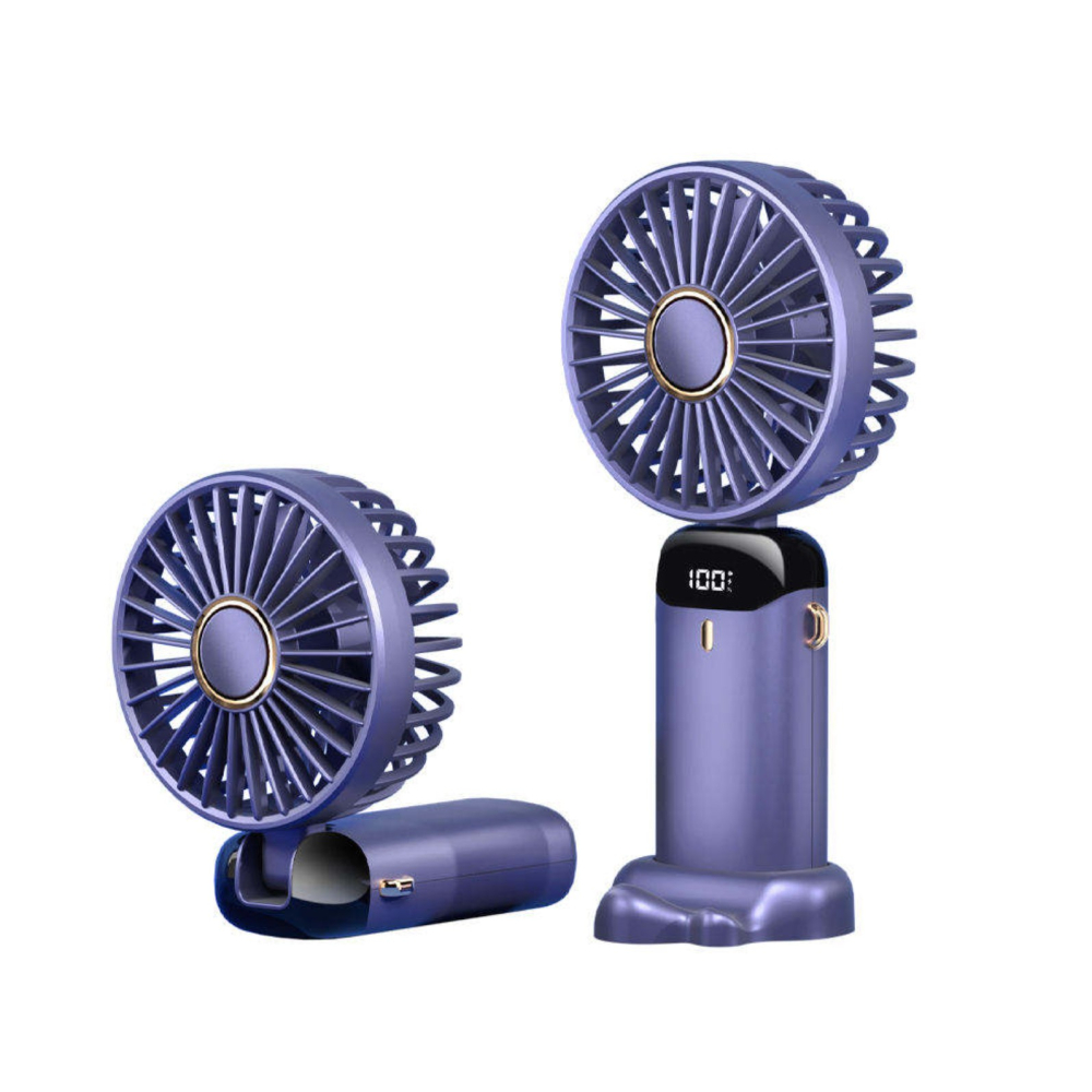 Ventilator portabil pliabil, 3 in 1, 5 viteze, incarcare USB, ecran LCD, mov [8]
