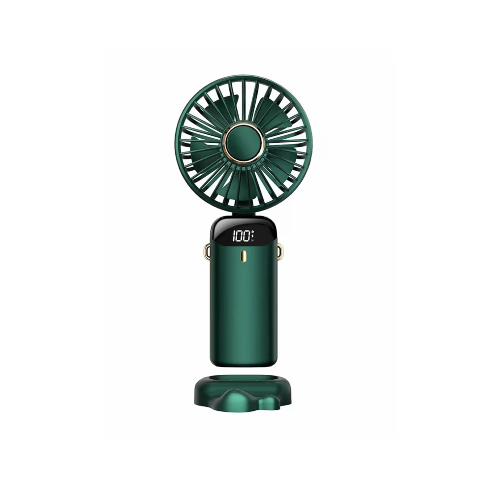 Ventilator portabil pliabil, 3 in 1 cu aromaterapie, 5 trepte viteza, incarcare USB, ecran LCD, verde [8]