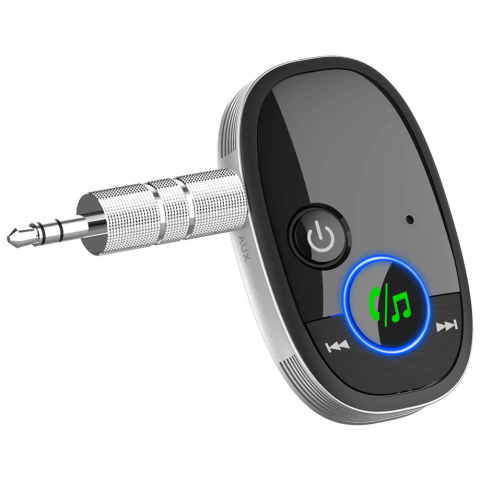 Auto - Adaptor auto Bluetooth 5.0, cu jack 3.5 mm, cablu auxiliar inclus, negru