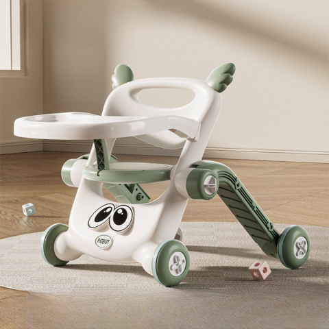 Antemergator pentru copii multifunctional 8 in 1, cu maner detasabil, scaun reglabil, plastic verde [2]