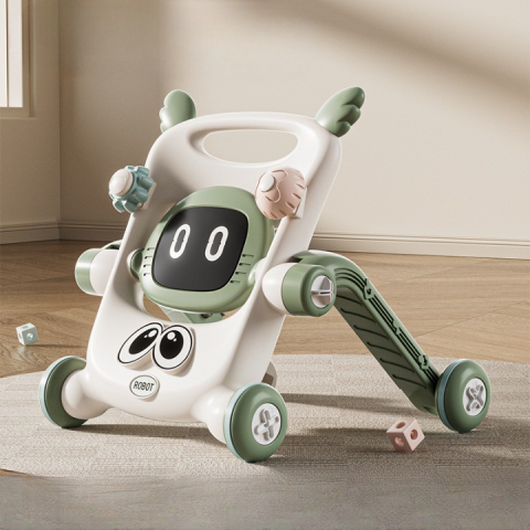 Antemergator pentru copii multifunctional 8 in 1, cu maner detasabil, scaun reglabil, plastic verde [3]