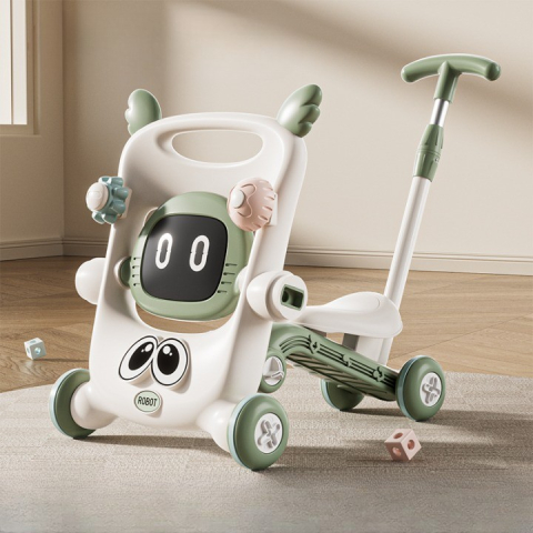 Antemergator pentru copii multifunctional 8 in 1, cu maner detasabil, scaun reglabil, plastic verde [7]