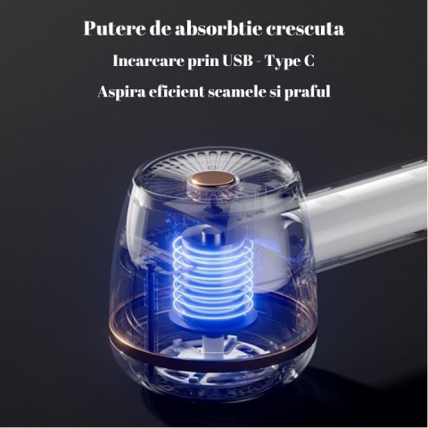 Aparat pentru curatat scame, par si praf, cu lame din otel inoxidabil, incarcare USB Type-C, verde [3]