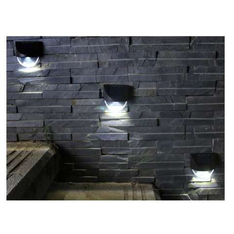 Aplica solara LED pentru gradina, set 4 bucati, ABS, lumina alb rece, negru [2]