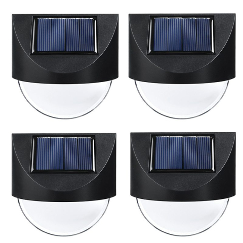 Iluminat Exterior - Aplica solara LED pentru gradina, set 4 bucati, ABS, lumina alb rece, negru