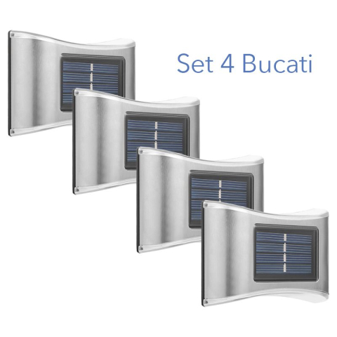Aplica solara LED pentru gradina, set 4 bucati, ABS/Policarbonat, lumina alb rece [1]