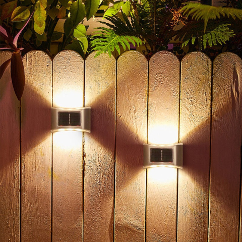 Aplica solara LED pentru gradina, set 4 bucati, ABS/Policarbonat, lumina alb rece [8]