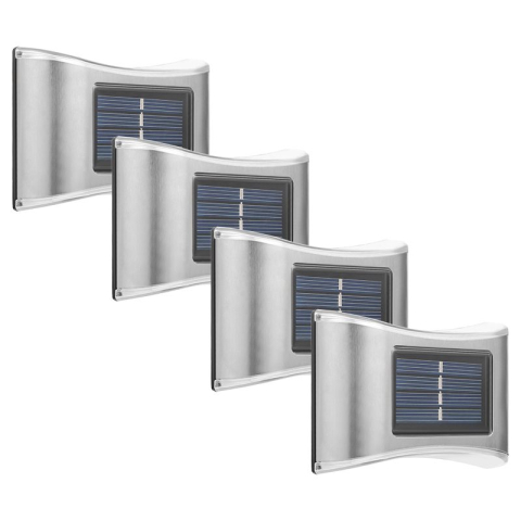 Iluminat Exterior - Aplica solara LED pentru gradina, set 4 bucati, ABS/Policarbonat, lumina alb rece