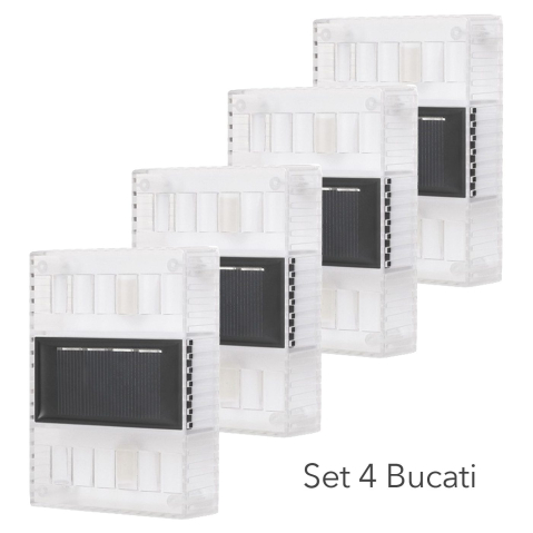 Aplica solara LED pentru gradina, set 4 bucati, ABS si policarbonat, rezistenta la apa IP65, lumina alb cald [1]