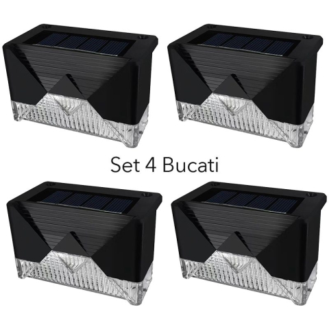 Aplica solara LED pentru gradina, set 4 bucati, rezistenta la apa IP65, lumina alb cald [1]