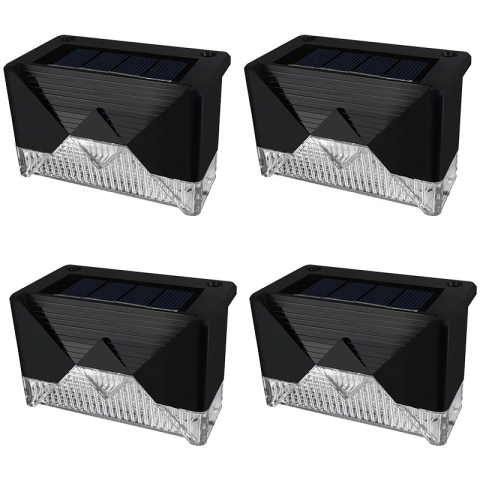 Iluminat Exterior - Aplica solara LED pentru gradina, set 4 bucati, rezistenta la apa IP65, lumina alb cald