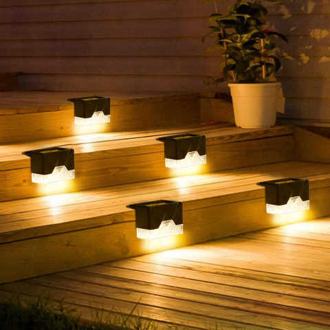 Aplica solara LED pentru gradina, set 4 bucati, rezistenta la apa IP65, lumina alb cald [3]
