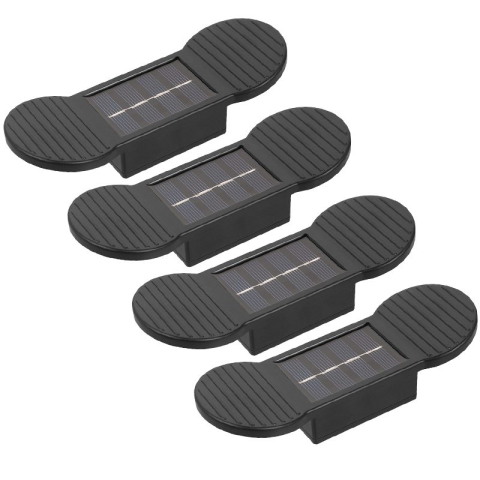 Aplica solara LED, set 4 bucati, rezistenta la apa IP65, lumina alb cald, negru [0]