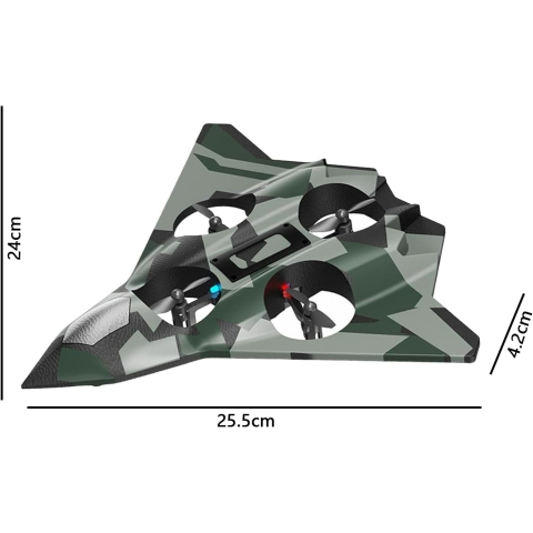 Avion de lupta cu telecomanda, model Army, rotire 360 grade, spuma EVA verde [4]