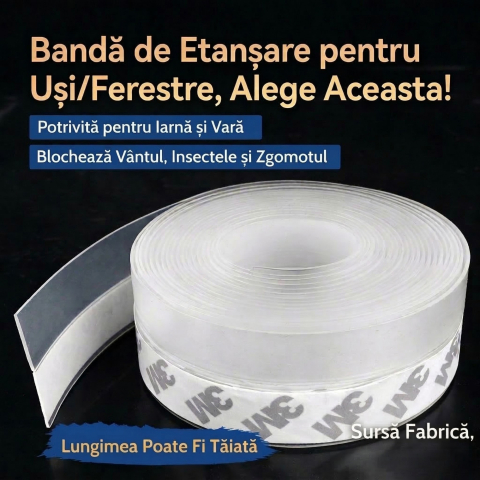 Banda etansare usa si geam, silicon transparent, 3.5 cm latime, 5 m lungime [2]