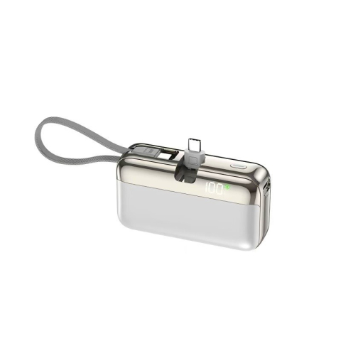 Accesorii Telefon - Baterie externa Capsule, 10000 mAh, design compact, carcasa aluminiu alba
