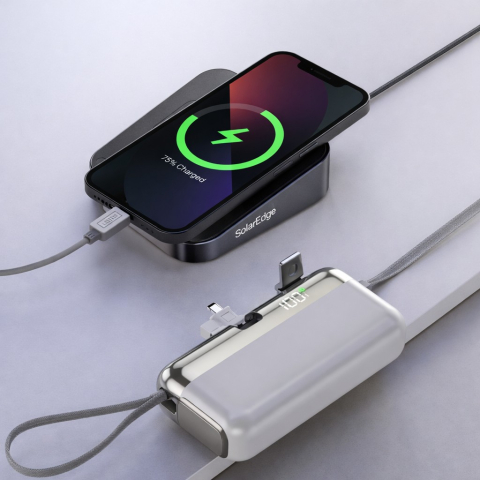 Baterie externa Capsule, 10000 mAh, design compact, carcasa aluminiu alba [2]