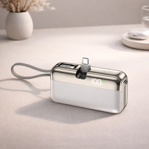 Baterie externa Capsule, 10000 mAh, design compact, carcasa aluminiu alba [1]