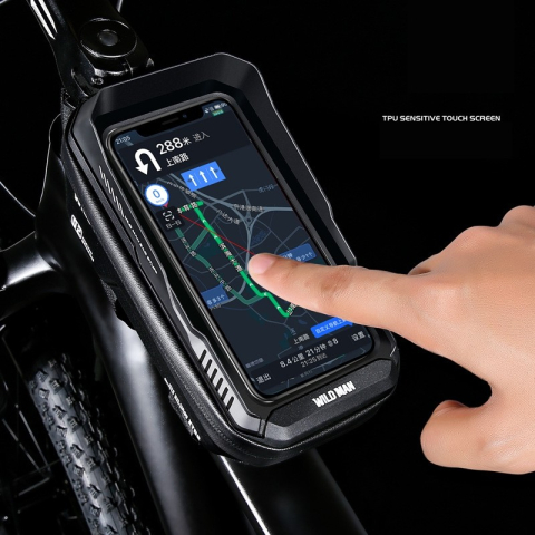 Borseta pentru bicicleta cu suport telefon, capacitate 1L, protectie waterproof, fixare in 3 locuri [10]