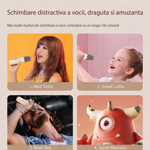 Boxa portabila karaoke, Bluetooth 5.3, set 2 microfoane wireless, iluminare LED RGB [2]