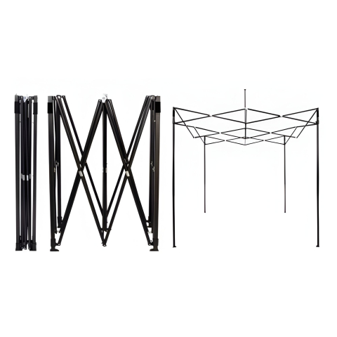 Cadru metalic pliabil, suport cort pavilion, 3 x 3 m, negru [3]