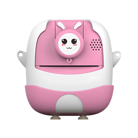 Jucarii Montessori - Camera instantanee pentru copii, model Iepure Emoji, imprimare alb-negru, ecran HD 2.4 inch