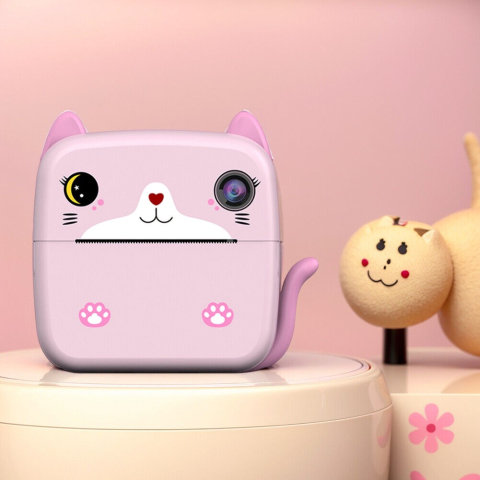 Camera instantanee pentru copii, model Kitty, ecran HD 2.4 inch, imprimare alb-negru [11]
