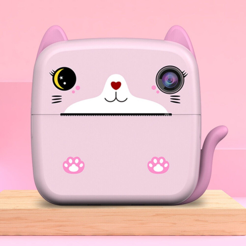 Camera instantanee pentru copii, model Kitty, ecran HD 2.4 inch, imprimare alb-negru [12]