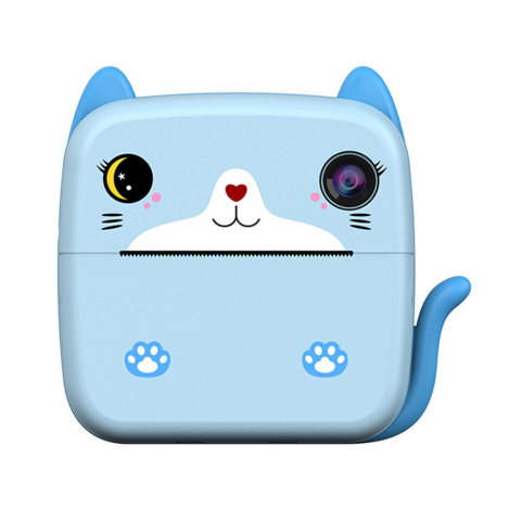 Jucarii Montessori - Camera instantanee pentru copii, model Kitty, imprimare alb-negru, ecran HD 2.4 inch