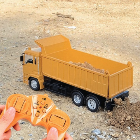 Camion basculanta telecomandat, model basculanta, bena functionala, plastic galben [2]