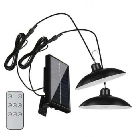 Candelabru LED Solar cu 2 Lampi Suspendate si Telecomanda – Iluminat Exterior [3]
