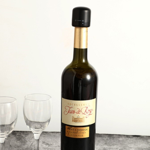 Capac etansare sticla vin, rotativ on-off, silicon, negru [3]