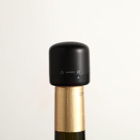 Capac etansare sticla vin, rotativ on-off, silicon, negru [4]