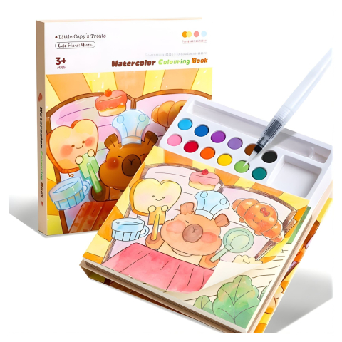 Creativitate si Arta - carte colorat acuarela model capibara 20 foi carton 200 gsm