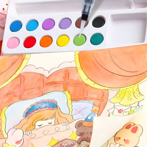 carte colorat acuarela model printesa cu pensula rezervor [3]